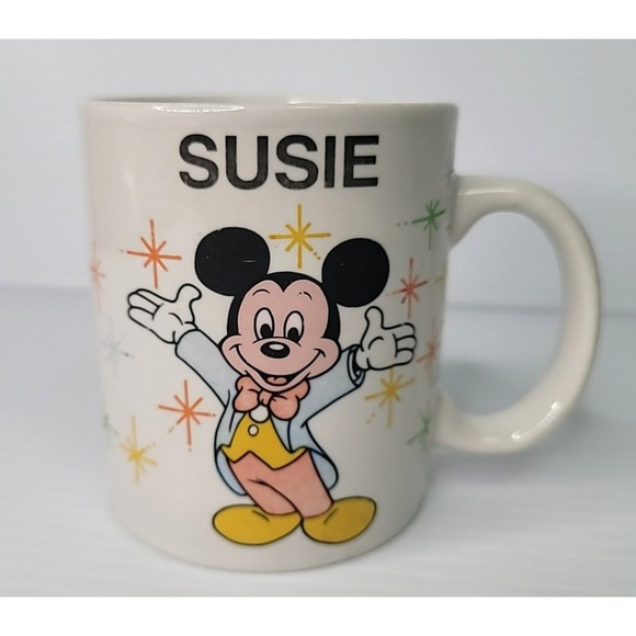 Other - Vintage Walt Disney World Mickey Mouse Ceramic Cup SUSIE Monogram Name Mug Epcot